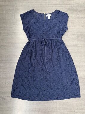 Maternity Lace Fit-and-Flare Dress - Navy